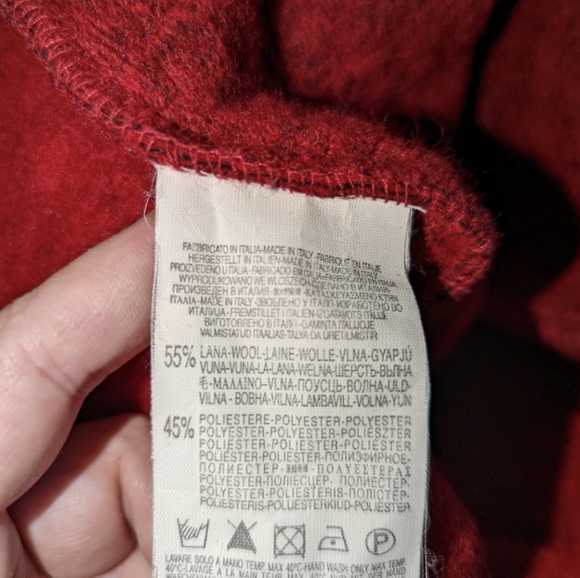 RINASCIMENTO • Italian Red & Black Boiled Wool Artsy Belted Coat Size Small - Picture 11 of 14